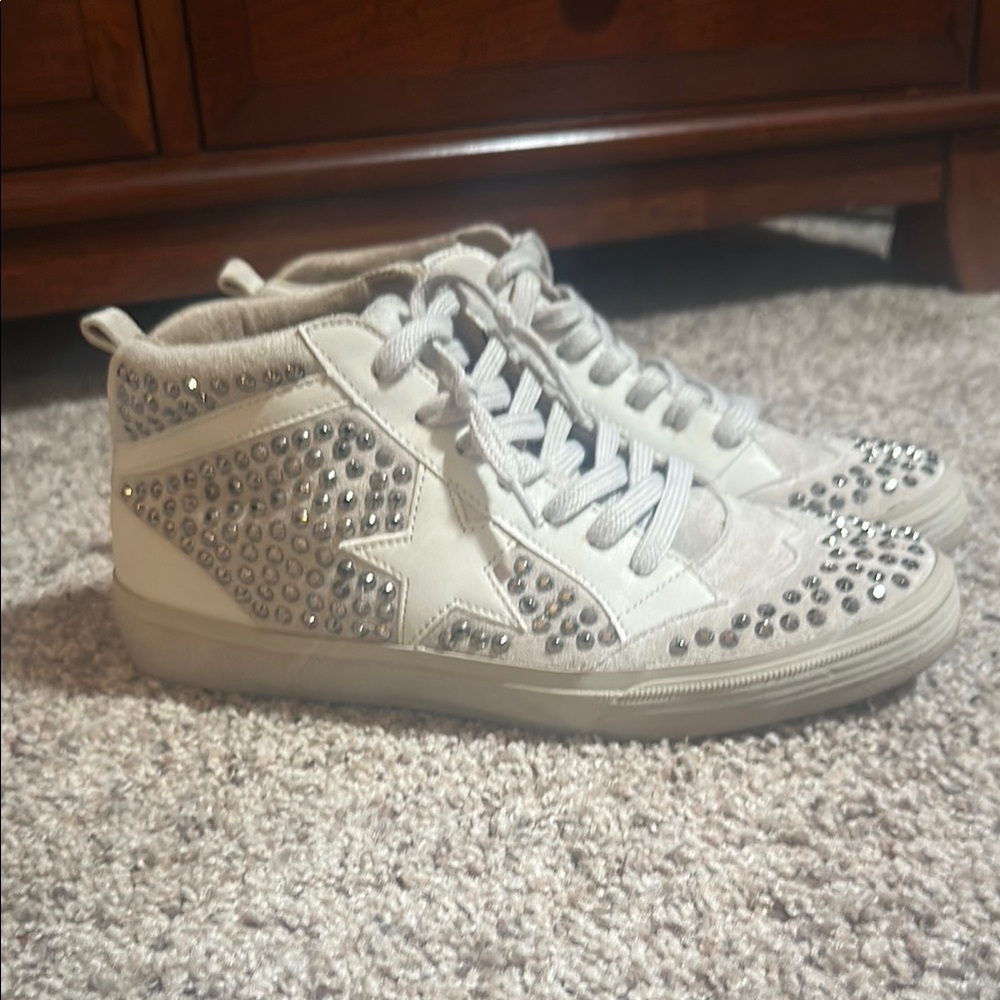 Studded White High-Top Sneakers